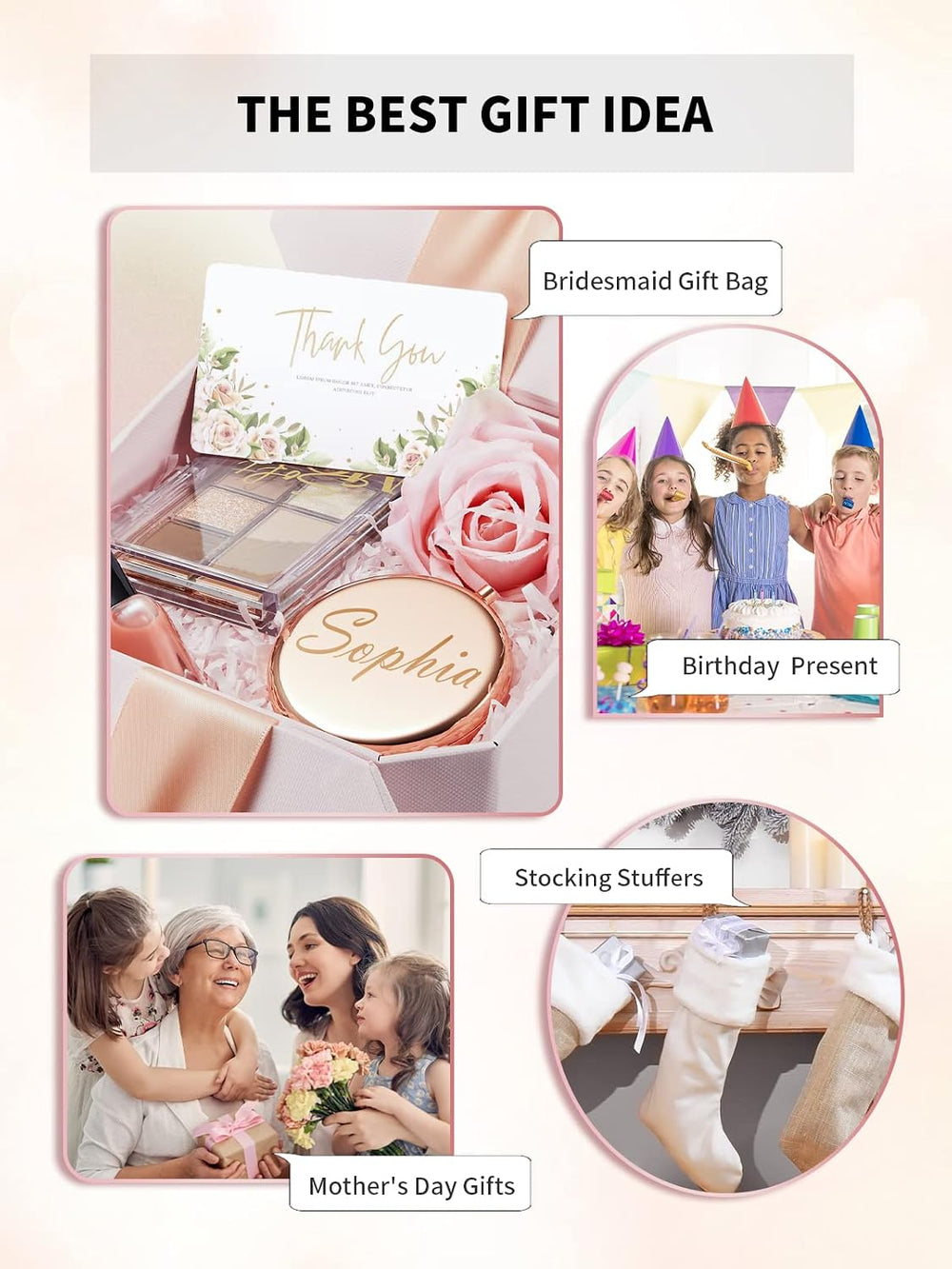 12 Pieces Compact Mirror Bulk, 1x/2x Pocket Mirror, Rose Gold
