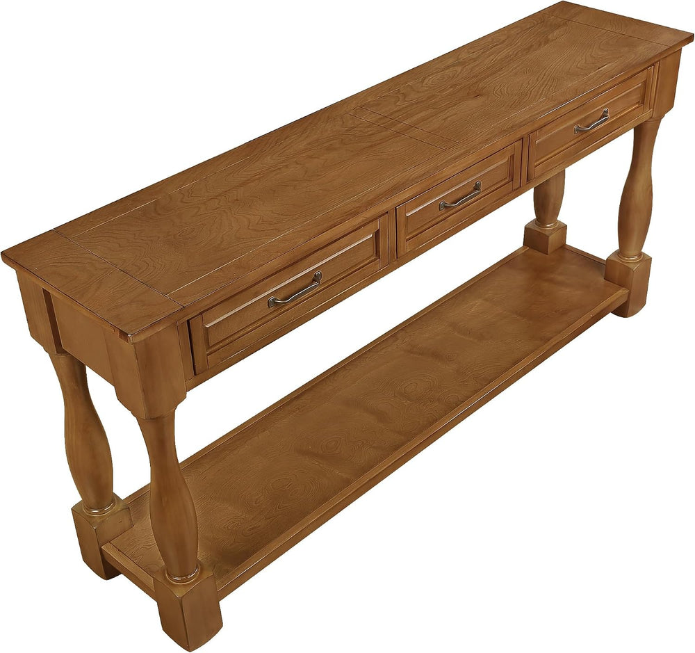 Merax Retro Entryway Table with 4 Drawers, Console Table with Open Storage Sh...