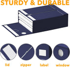 SpaceAid 12 Pack Bed Sheet Organizers and Storage, Foldable Linen Closet Organizer, Set Folder Keeper With Window XL (Queen & King Size) Bedding Container (Navy Blue)