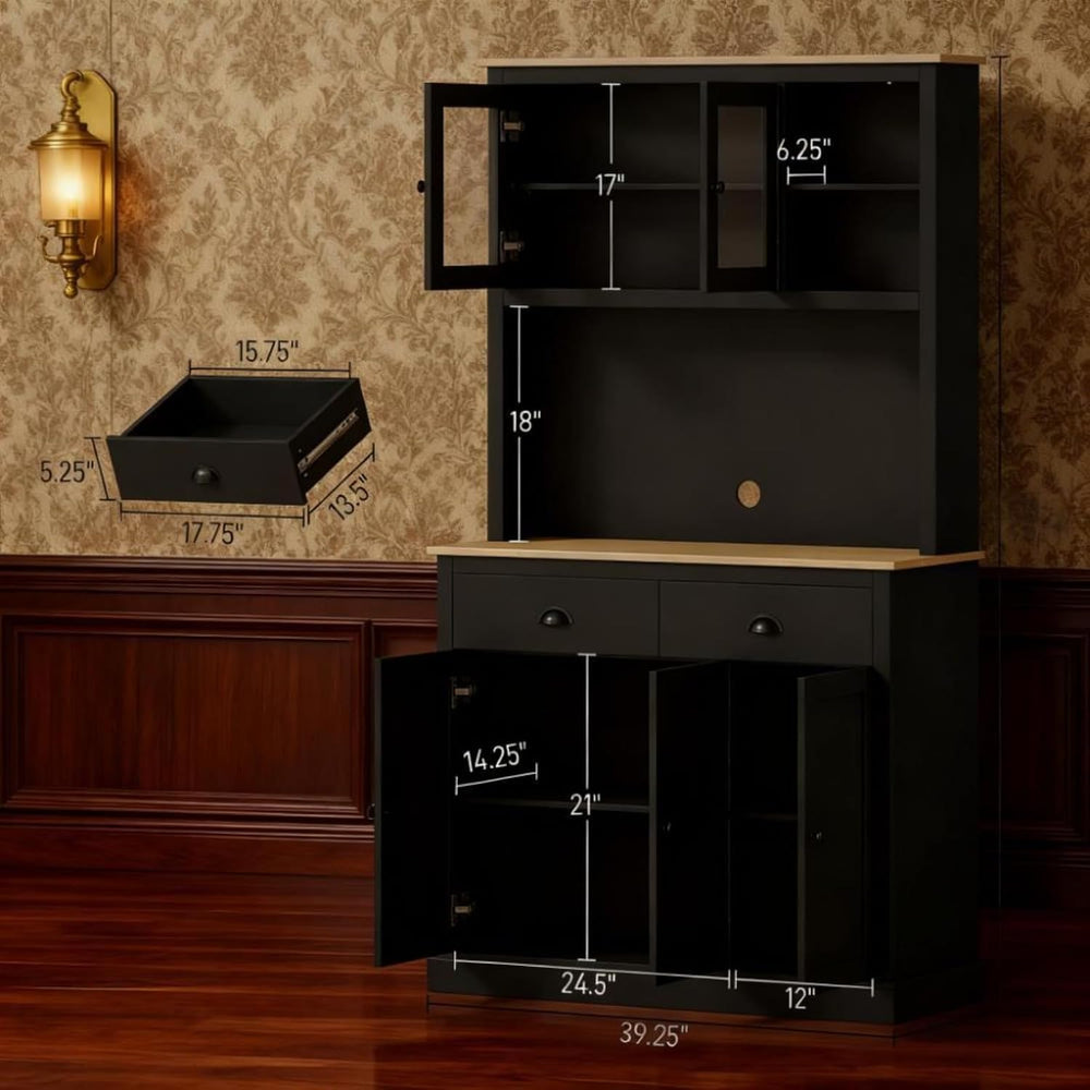 Kitchen Pantry Cabinet Tall Food Pantries w/Drawers&Adjustable Shelves fo...