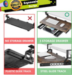 ETHU Keyboard Tray Under Desk, Pull Out Keyboard & Mouse Tray with C-clamp, Ergonomic Desk Keyboard Tray Slide Out, Pull Out Platform Drawer for Home and Office(Wood)