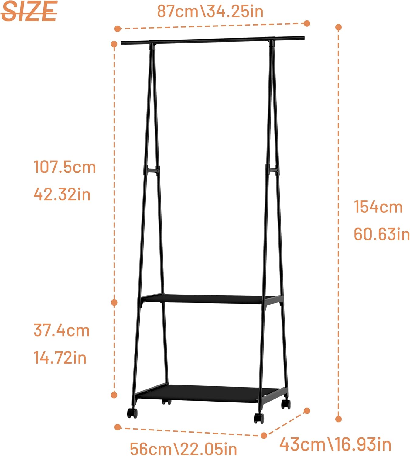 GcdPai Freestanding Clothing Rack Double-Tier with Shoe Storage | Space-Saving Closet Organizer, For Entryway, Bedroom & Walk-In Wardrobe, Triangle Coat Rack, Garment Rack