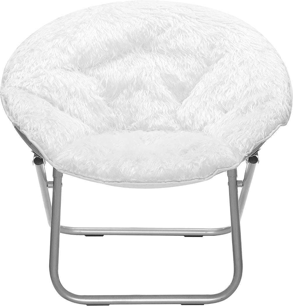 Urban Lifestyle Mongolian Faux Fur Saucer Chair, Off White