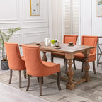 Dining Chairs Set of 8, Kitchen & Dining Room Chairs, Fabric Upholstered Dinning Chairs, Sillas De Comedor, Nailhead Trim, Wood Legs (Orange, 8 Pcs)