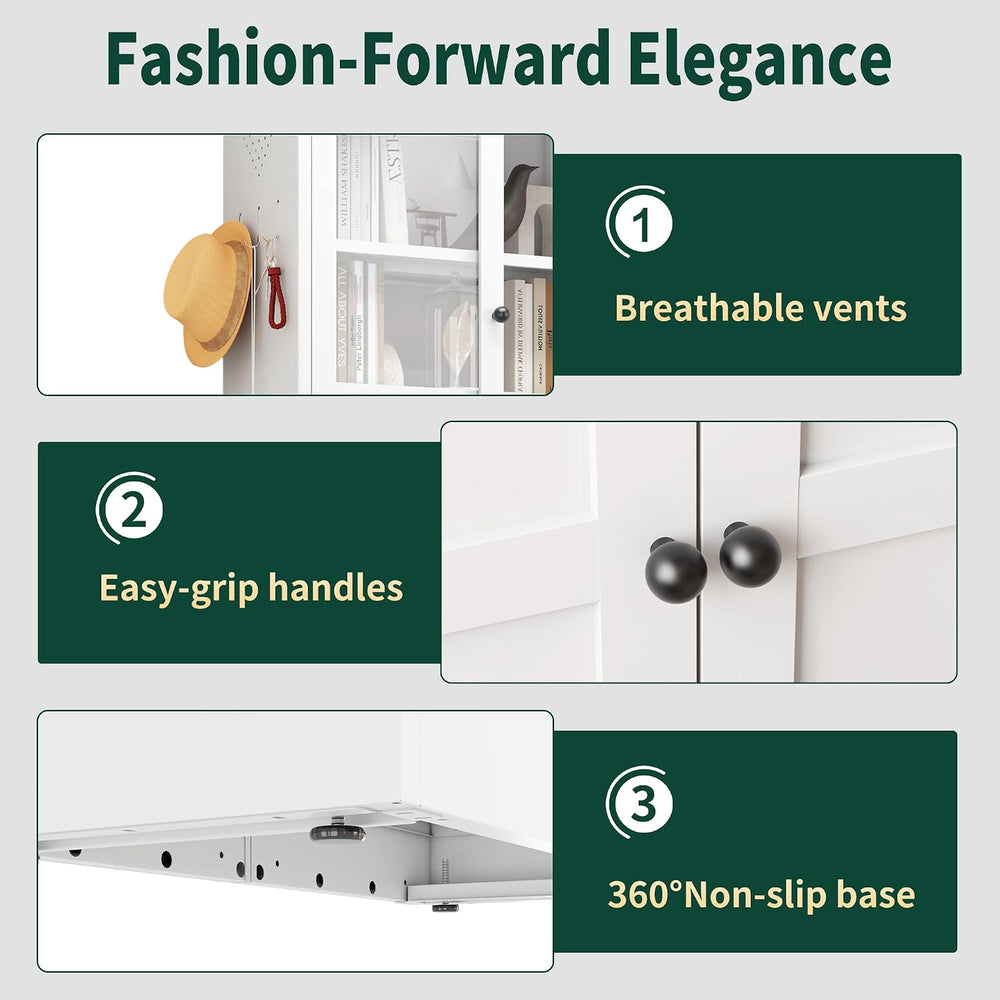 Kitchen Pantry Cabinet, 72" Tall Farmhouse Storage Cabinet, Kitchen Stor...