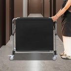 Commercial Laundry Cart with Wheels,Folding Laundry Hamper Cart,Heavy Duty Rolling Laundry Basket with Large Capacity,Laundry Sorter Trolley for Home Hotel Apartment (Black, 35.43 * 23.62 * 34.65in)