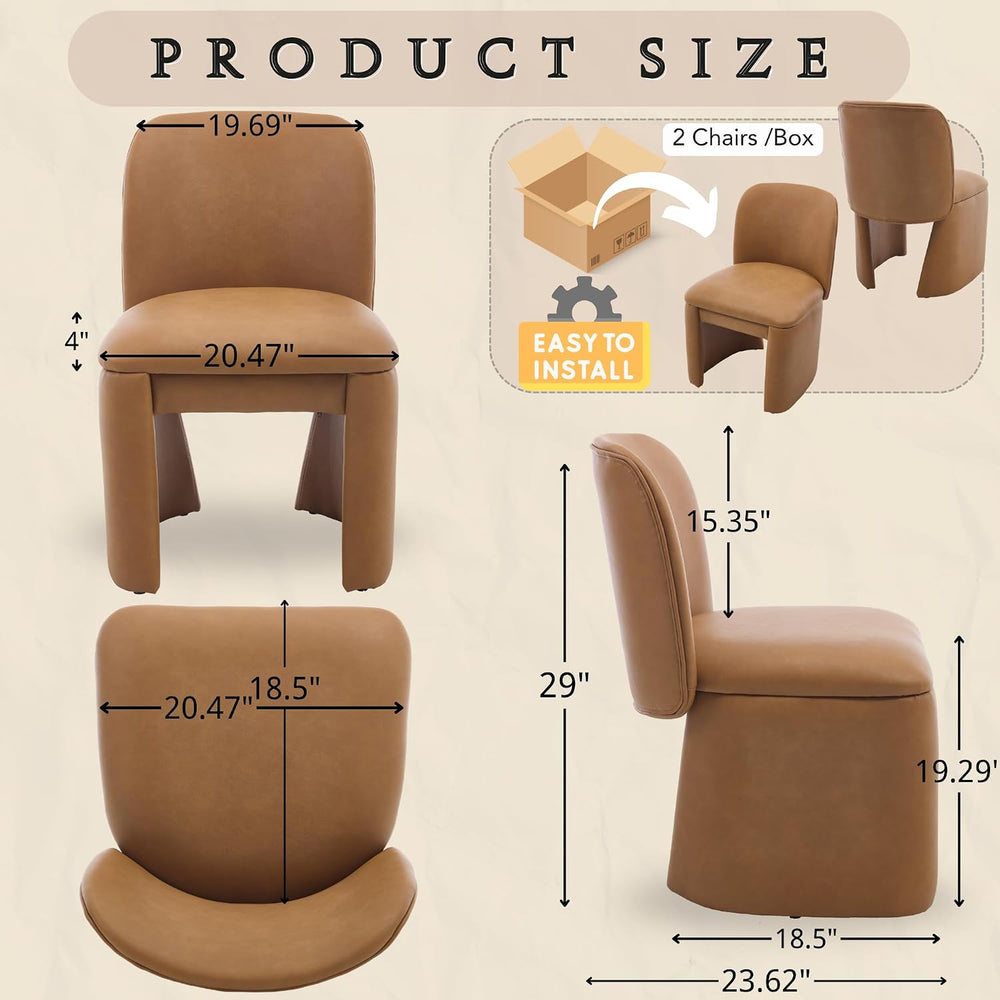 Hyfirm Modern Upholstered Dining Chairs Set of 4, Faux Leather Accent Side Di...