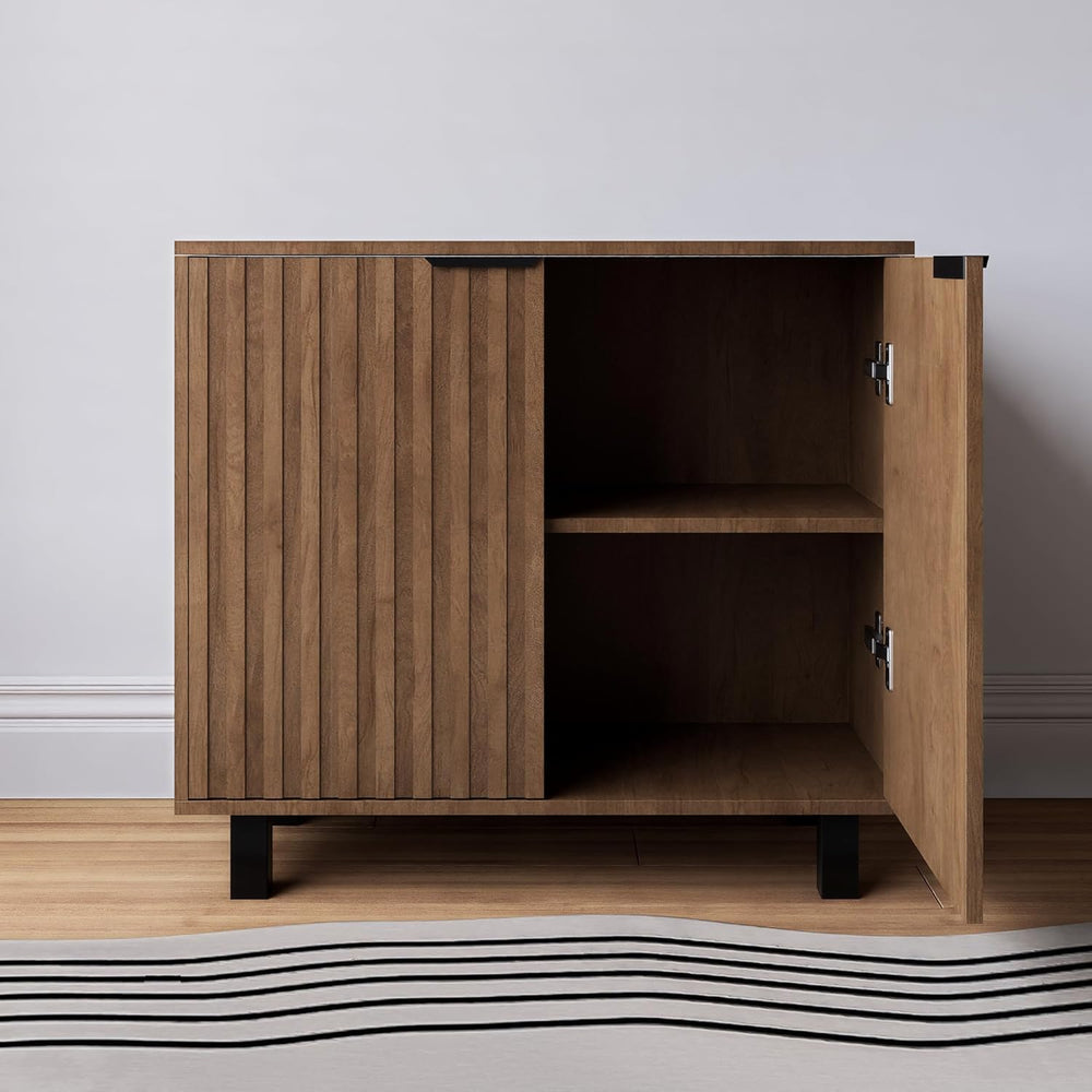 Sideboard Buffet Cabinet Storage for Entryway with Doors, Modern Fluted Shoe ...