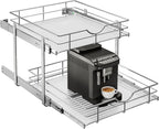 WelFurGeer 2-Tier Kitchen Cabinet Pullout Shelf and Drawer Organizer, Soft Close Pantry Pull Out Shelves, Heavy Duty Pull Out Cabinet Organizer with Shelf Liner for Kitchen Cabinets, Pantry Storage