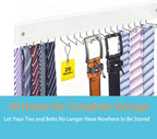 Wall-Mounted Belt and Tie Hanger, Wood Space-Saving Belt Rack with 20 Rotating Hooks - Multi-Functional Closet Organizer for Ties, Belts, Scarves & Accessories