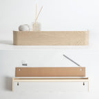 Kazai. Wall-Mounted Coat Rack 'Toke' - Modern Design Coat Rack with Hidden Wall Hooks - Solid Wood Veneer Panel Coat Hanger - Oak, White