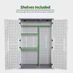 Macrout 50 Cu.Ft Plastic Outdoor Storage Cabinet with Shelves, 4.3 x 2.5 ft Waterproof Resin Outdoor Storage Shed with Floor, Lockable Vertical Shed for Garden and Patio