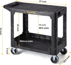 ELAFROS Heavy Duty Plastic Utility Cart, 37 x 18.8 in, Flat Top, Swivel Wheels, 550 lbs Capacity, Black