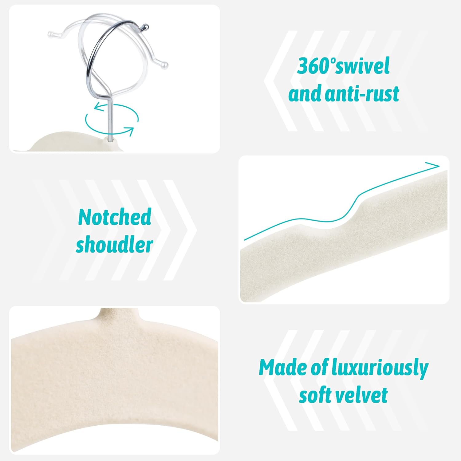 Premium Velvet Shirt Hangers 30 Pack, Non-Slip 360° Swivel Hook Slim Flocked Coat Hanger, Space Saving Felt Hanger for for Tank Top, Blouses, Strappy Dresses