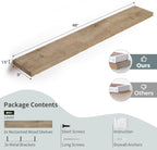 Floating Shelves | 8" Deep Rustic Reclaimed Barnwood Wall Hanging Shelves with Invisible Heavy-Duty Metal Bracket | Wall Mounted | Farmhouse Style | 48 inches, 2 PCs, Distressed Natural