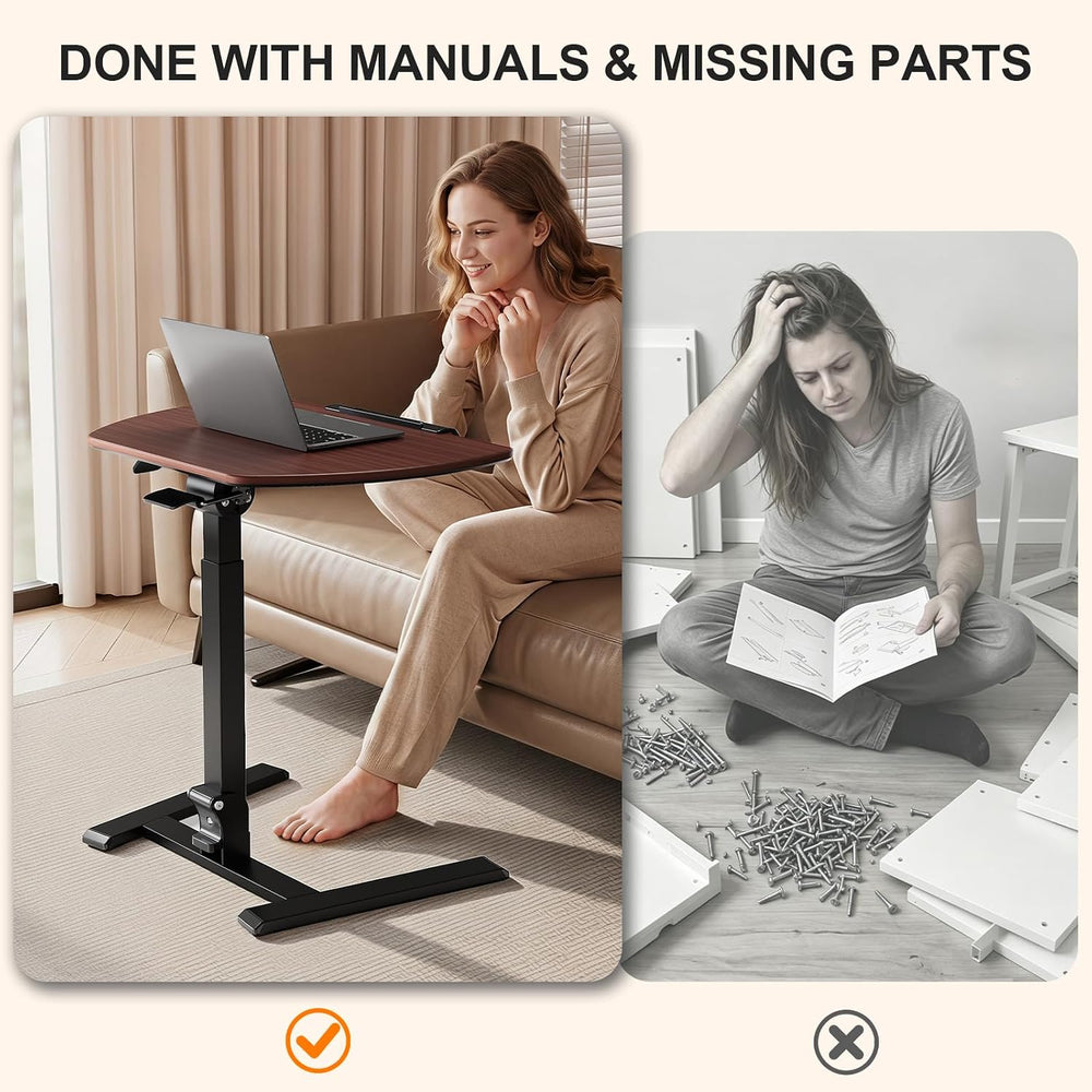 Folding Standing Desk with Wheels: No-Assembly, Height Adjustable