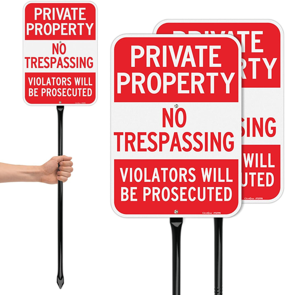 GicnKeuz Large No Trespassing Signs Private Property Sign with 36" Heavy...