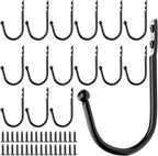 Small Single Coat Hooks Wall Mounted Wooden Entryway Key Hanger Coat Rack, Black, 14pcs with 28 Screws, 3.9inch