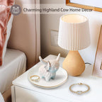 Ceramic Highland Cow Ring Holder Jewelry Tray for Small Trinkets | Farmhouse Highland Cow Décor for Bathroom Vanity Dresser, Bridal Shower Gifts,Engagement & Birthday Gift for Her