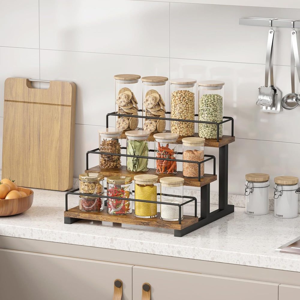 Aduanbang Liquor Bottle Display Shelf, 3 Step Countertop Organizer, Retro Bar...