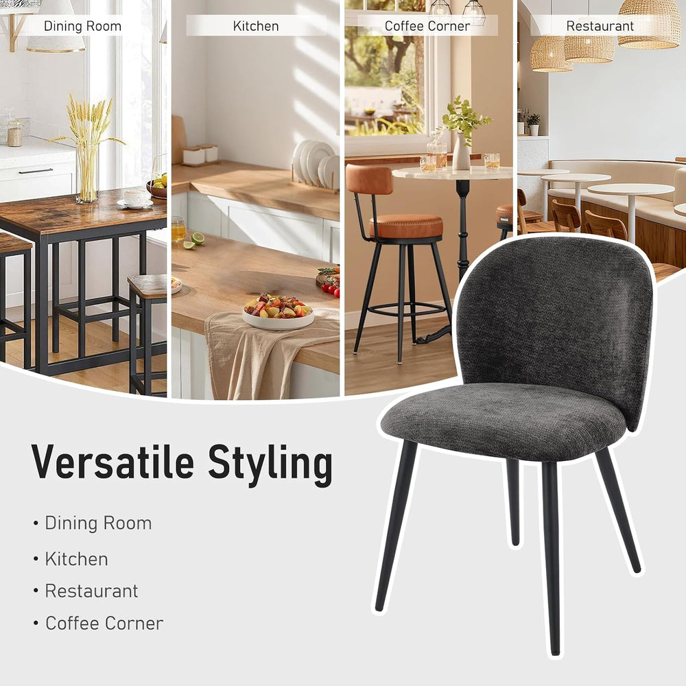 Dining Chairs Set of 2, Upholstered Chenille Dining Room Chairs with Black Me...