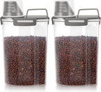 3-5Lbs Airtight Small Cat Dog Pet Food Storage Containers BPA Free, with Large Pour Spout/1 Measuring Cup/4 Safety Locks and Double-layer Silicone Strip (Olive Gray 2Pack