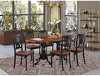 East West Furniture PLAI7-BLK-W 7 Piece Dining Room Table Set Consist of an Oval Kitchen Table with Butterfly Leaf and 6 Dining Chairs, 42x78 Inch, Black & Cherry