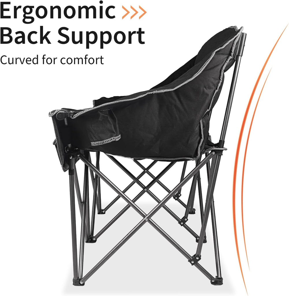 Fully Padded Folding Double Camping Chairs,Comfy Oversized Loveseat Lawn Chai...