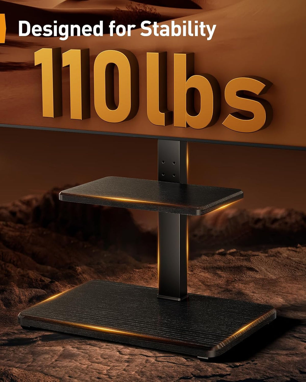 Perlegear Floor TV Stand with LED Lights for 32–75 inch TVs up to 110 lbs
