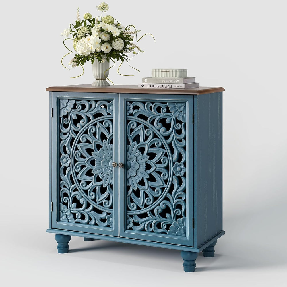 JOINICE 31" Accent Storage Cabinet with Doors for Living Room,Blue &...