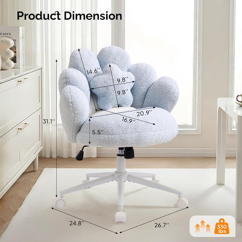 VINGLI Lovely Petal Vanity Desk Chair with Star Pillow, Height Adjustable Arm...