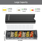 Metal Weekly Pill Organizer, Serfeymi Aluminum Daily Pill Box(Spare Gasket Provided),7 Day Pill Case Travel Medicine Organizer,Pill Containers with Individual Lid for Vitamins,Pills, Supplement-Black