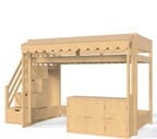 Twin Size Wood Loft Bed with Storage Stairs and Pretend Store Counter (Twin)