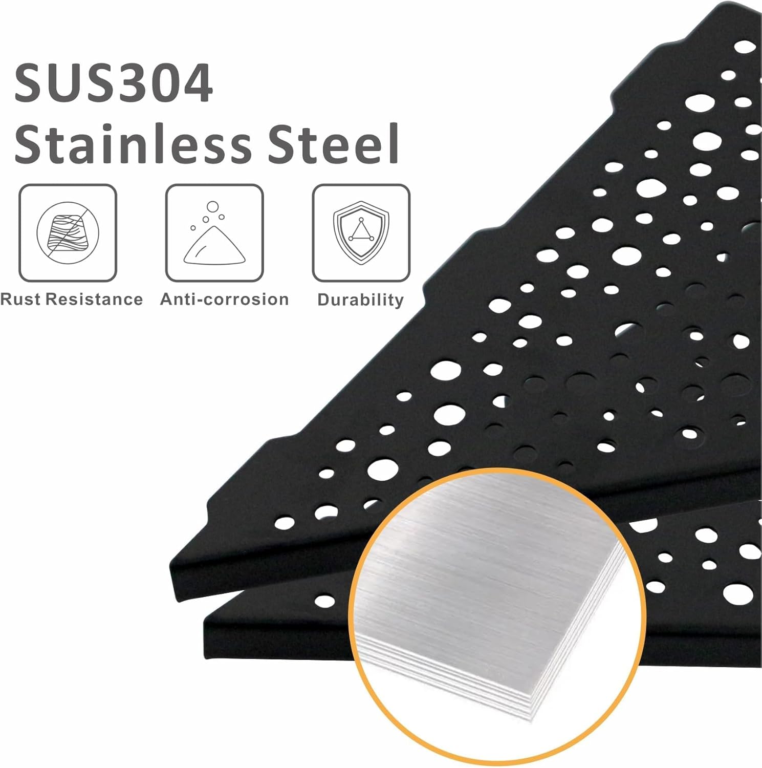 Black 10’’ Corner Shower Shelf 2 Pack, Triangular Shower Corner Shelves 304 Stainless Steel Bathroom Shower Shelf for Tiled Wall, No Drilling Needed Matte Black