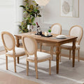 Upholstered Dining Chairs Set of 4 French Country Oval Fabric Back Kitchen Side Chair with Wood Legs for Dining Room, Kitchen, Restaurant(Beige-Fabric)