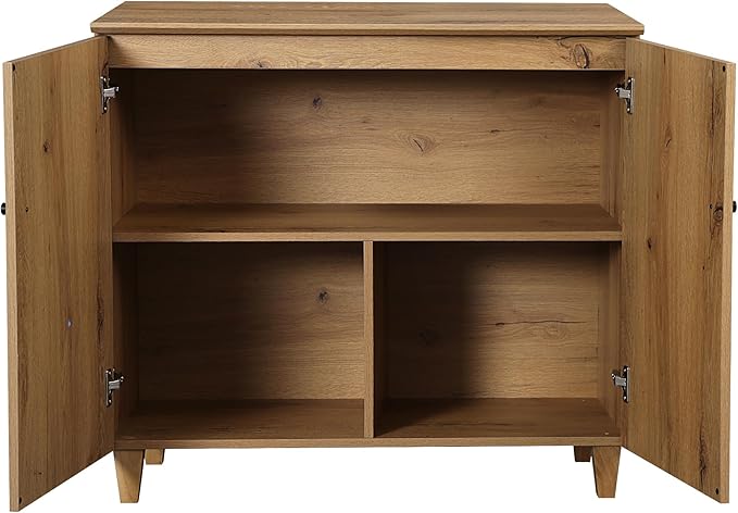 WAMPAT Modern TV Stand and Bookcase Set, Mid-Century Entertainment Center with Bookshelves and Cabinets for 75" TVs, Wood Media TV Console w/Adjustable Shelves for Living Room Bedroom, Oak Brown