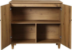 WAMPAT Modern TV Stand and Bookcase Set, Mid-Century Entertainment Center with Bookshelves and Cabinets for 75" TVs, Wood Media TV Console w/Adjustable Shelves for Living Room Bedroom, Oak Brown
