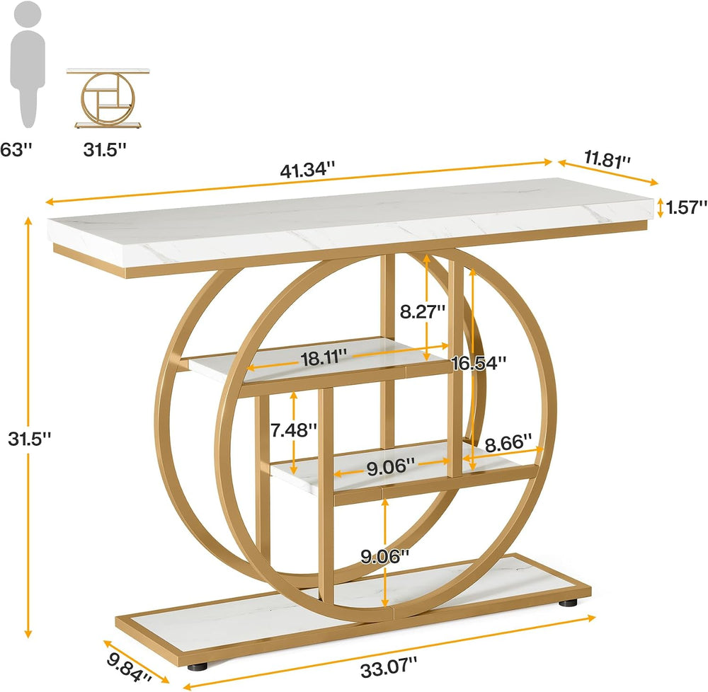 Tribesigns 41.3" Console Table, Industrial 4-Tier Sofa Entryway Table wi...