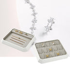PU Leather Jewelry Organizer Tray - 12 Grid Stackable Jewelry Display for Bracelets, Earrings, Rings & Necklaces - Grey Jewelry Storage Tray for Dresser, Drawer, Store Display (11”x9”)