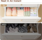 Drawer Organizer Clothes, 10 Pack Dresser Organizer for Baby Clothes, Underwear, Sock- Foldable Closet Organization and Storage Dividers Bins for Nursery, Bedroom (Oatmeal)