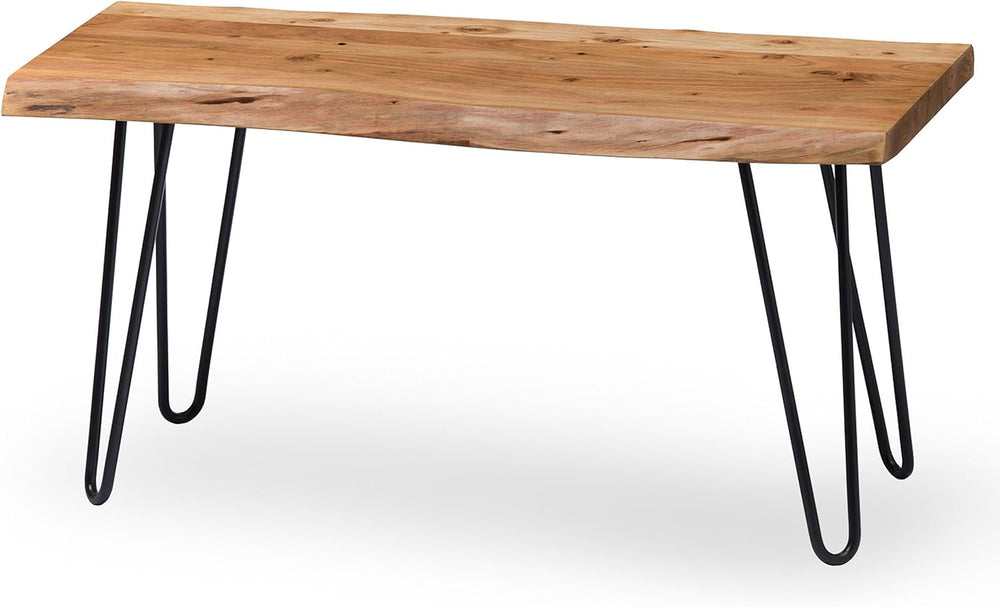 Alaterre Furniture Live Edge Wood Bench with Hairpin Metal Legs - Industrial ...
