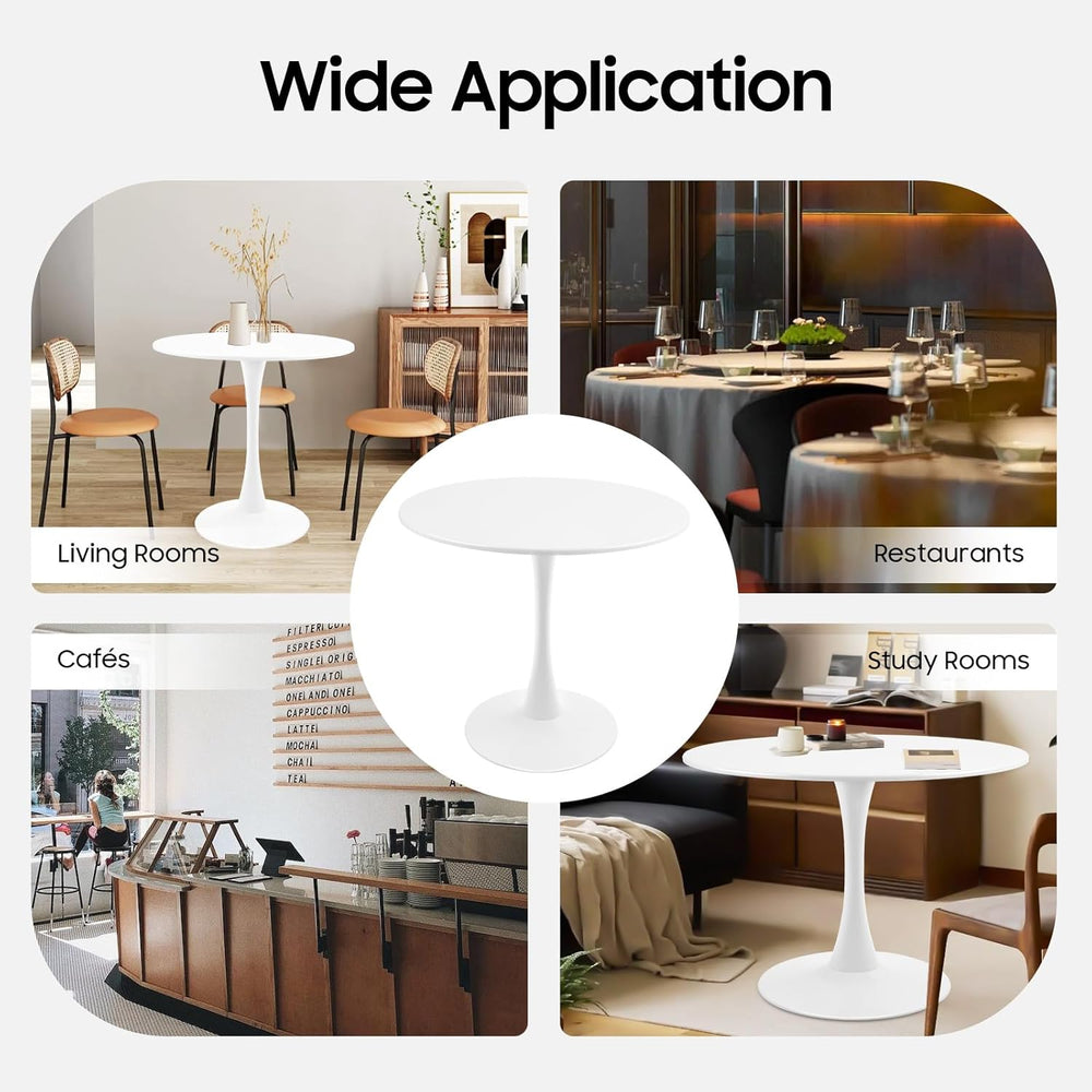 31.5 Inch Round Dining Table for 3 Person, Modern Minimalist Space-Saving Cir...
