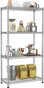 Metal Shelving Unit 4 Tier Storage Shelves Rack Metal Shelf Adjustable Wire Shelving Units Storage Shelving Heavy-Duty 2200 LBS rganizer for Pantry Garage Laundry Bathroom Kitchen Closet Utility Room