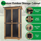 Large Outdoor Storage Cabinet, Wood Outdoor Storage Shed with Three Adjustable Shelves, Lockable Doors, Waterproof Roof, Outdoor Cabinets Garden Tool Shed, Brown, 38''x20.5''x69''