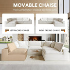 130" Modern Modular L Shaped Couch, Sectional Couches for Living Room, Deep Seat Cloud Couch, No Assembly Required Sleeper Sofa, Boneless Couches with Armrests, White