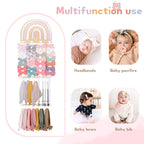 POVETIRE Headband Holder Bow Holder for Girls Hair Bows,Rainbow Hair Accessories Organizer Storage Wall Hanging Display for Nursery Toddler Girls Room
