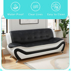 Leather Sectional Sofa Couches, Living Room Furniture Sets, 3 Pieces Modern Sofa Couch Set for Living Room/Apartment/Office/Bedroom, Black & White