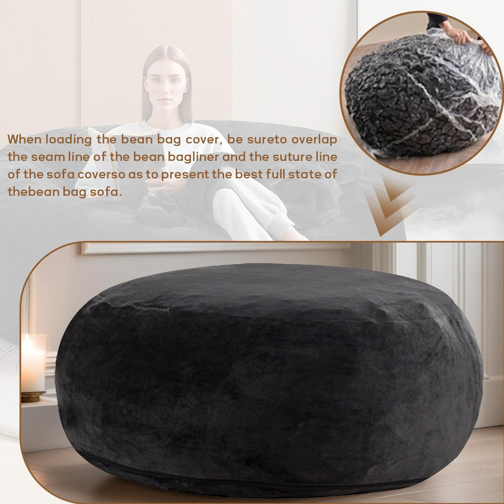 4FT,Big Bean Bag Chairs for Adults,Bean Bag with Filler Included,Memory Foam ...