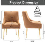 Dining Room Chair Faux Leather Vanity Chairs Set of 4 Mid-Century with Metal Legs Upholstered PU Leather Luxury Accent Chairs Living Room Restaurant(Brown)