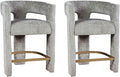 Jofran Upholstered Counter Stool with Arms – Versatile Barstools – Stylish Seating for Kitchen Dining Room or Home Bar, Grey, Set of 2